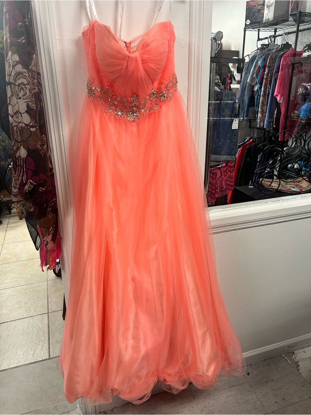 Tiffany Designs Prom Gown has straps or can be strapless size 10